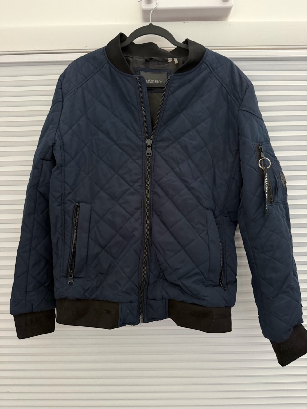 Calvin Klein Quilted Navy Bomber Jacket
